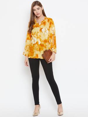 Yellow printed viscose rayon tunics 4