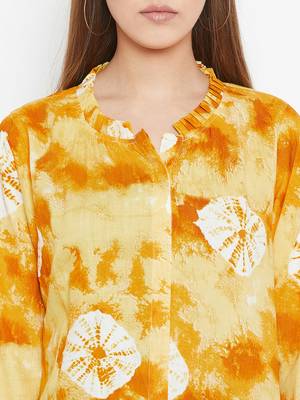 Yellow printed viscose rayon tunics 5