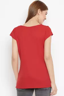 Red embroidered polyester tunics