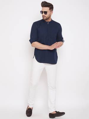Blue solid cotton men-kurtas 2