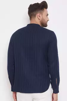 Blue solid cotton men-kurtas