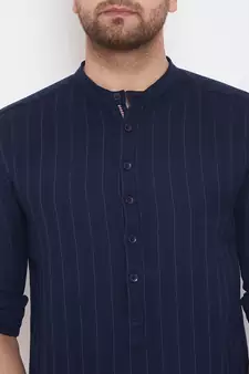 Blue solid cotton men-kurtas