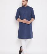 Blue woven cotton men-kurtas
