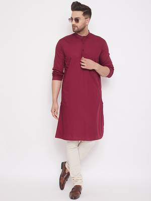 Maroon woven cotton men-kurtas 2