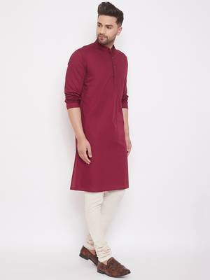 Maroon woven cotton men-kurtas 3