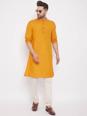 Yellow solid cotton men-kurtas 2