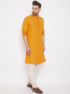 Yellow solid cotton men-kurtas 3