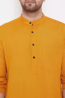 Yellow solid cotton men-kurtas