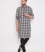 Black plain cotton men-kurtas