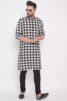 Black plain cotton men-kurtas