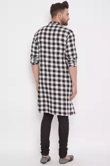 Black plain cotton men-kurtas