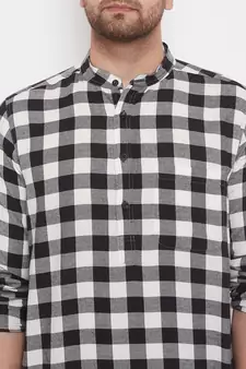 Black plain cotton men-kurtas
