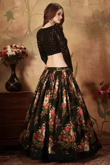 multicolour organza printed lehenga set choli with dupatta