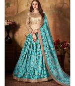 Stunning Sky-Blue Floral Printed Wedding Designer Lehenga Choli for Women Stylish