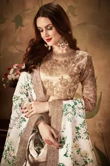 Stunning Off-White Floral Printed Embroidered Bridal Designer Lehenga Choli for Women Stylish