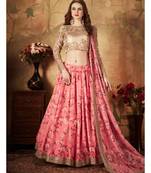 Stunning Pink Floral Printed Organza Wedding Designer Heavy Lehenga Choli for Women Stylish