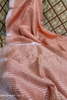 cream   Kota Linen Handloom linen Saree with zari border