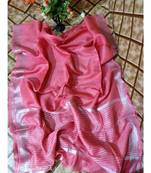 pink   Kota Linen Handloom linen Saree with zari border