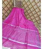 pink   Kota Linen Handloom linen Saree with zari border
