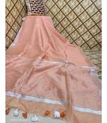 cream   Kota Linen Handloom linen Saree with zari border
