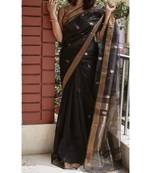 black Kota Linen Handloom Saree with Zari Buta design