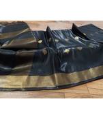black Kota Linen Handloom Saree with Zari Buta design