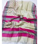 grey Handcrafted tissue linen saree with jacquard woven design