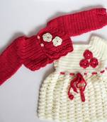 Pink hand woven woolen blends kids-frocks