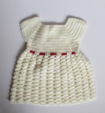 Pink hand woven woolen blends kids-frocks 5