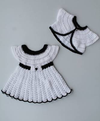 White hand woven woolen blends kids-frocks 1
