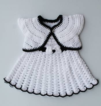 White hand woven woolen blends kids-frocks 2