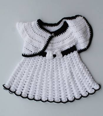 White hand woven woolen blends kids-frocks 3