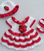 Pink hand woven woolen blends kids-frocks