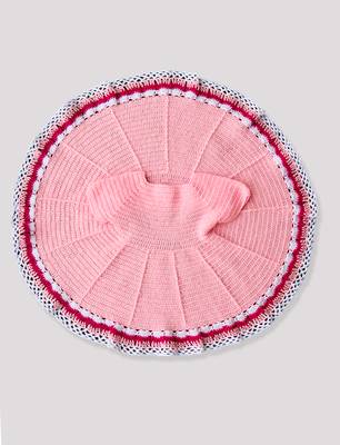 Pink hand woven woolen blends kids-frocks 2