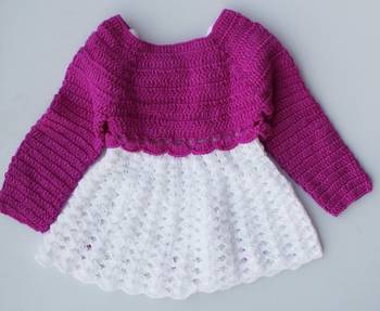 White hand woven woolen blends kids-frocks 4