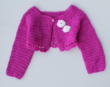 White hand woven woolen blends kids-frocks 5