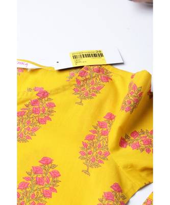 Yellow Cotton Printed  Kurta 6