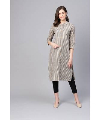 Grey Cotton PLAIN  Kurta 1