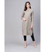 Grey Cotton PLAIN  Kurta