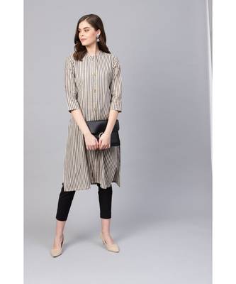 Grey Cotton PLAIN  Kurta 3