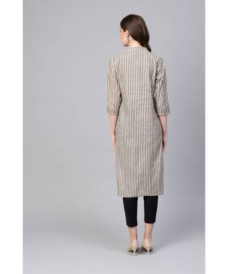 Grey Cotton PLAIN  Kurta 4