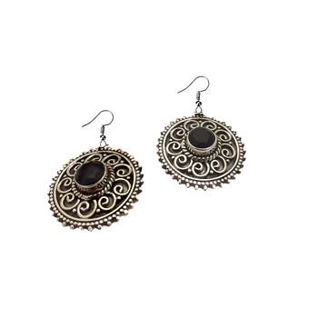 Circular Silver Black Dangler- ER064 1