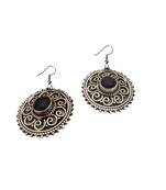 Circular Silver Black Dangler- ER064
