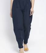 Navy-blue plain cotton trousers