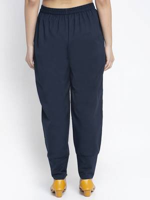 Navy-blue plain cotton trousers 3