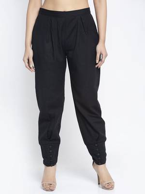 Black plain cotton trousers 1
