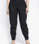 Black plain cotton trousers