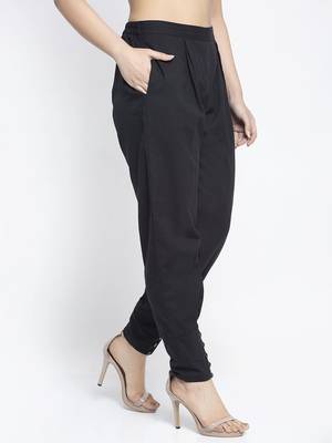 Black plain cotton trousers 2