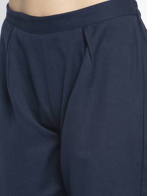 Navy-blue plain cotton trousers 5