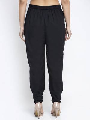Black plain cotton trousers 3